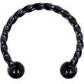 16G 1/2 Black Seriously Twisted Horseshoe Circular Barbell