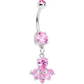 Pink Gem Brilliant Bunch Dangle Belly Ring