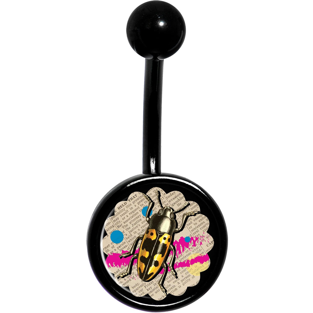 Newsprint Beetle Bug Black Belly Ring