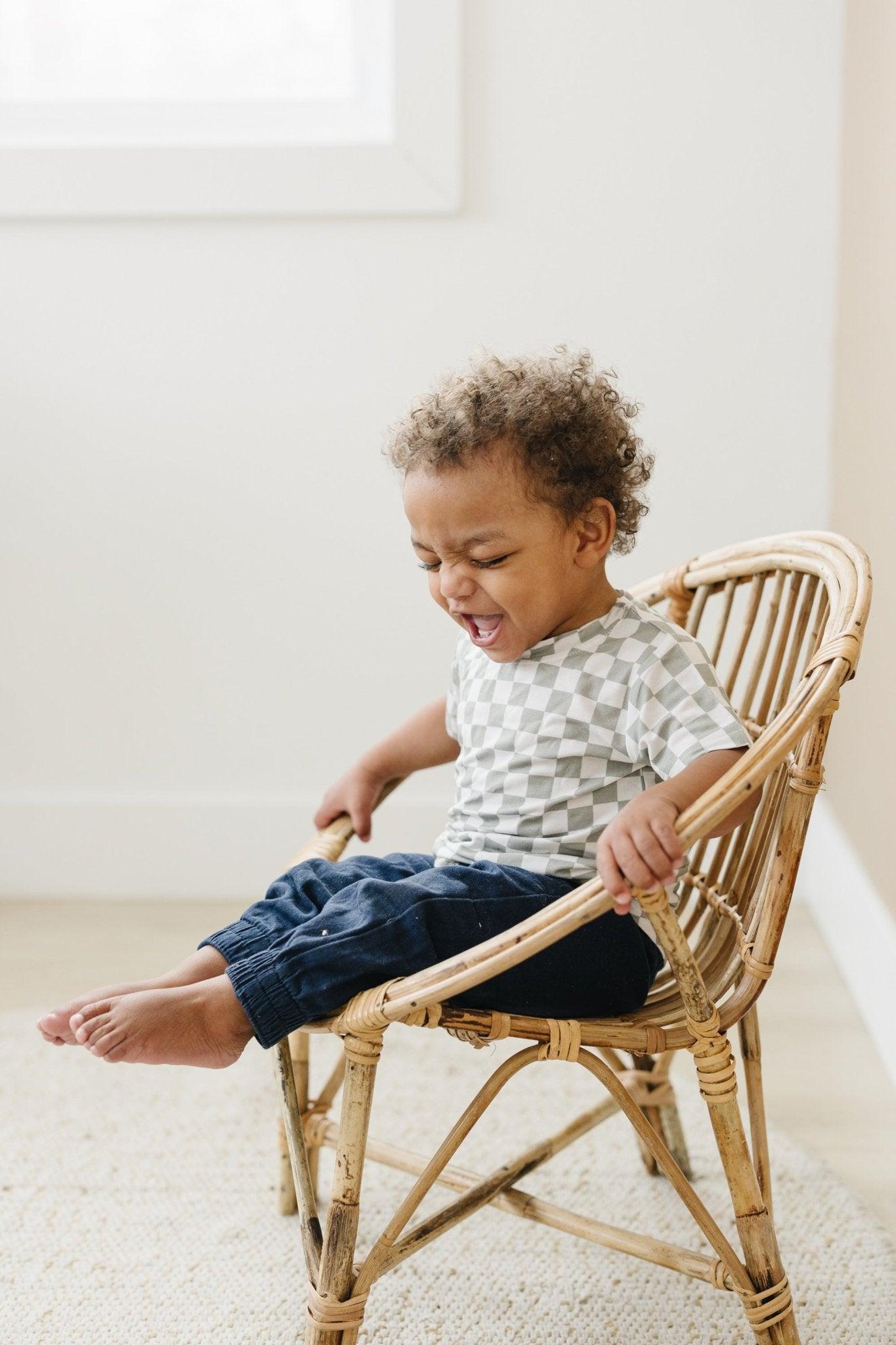 Sage Checkered Bamboo Tee *Sizes 3/6m & Sz 6 Left