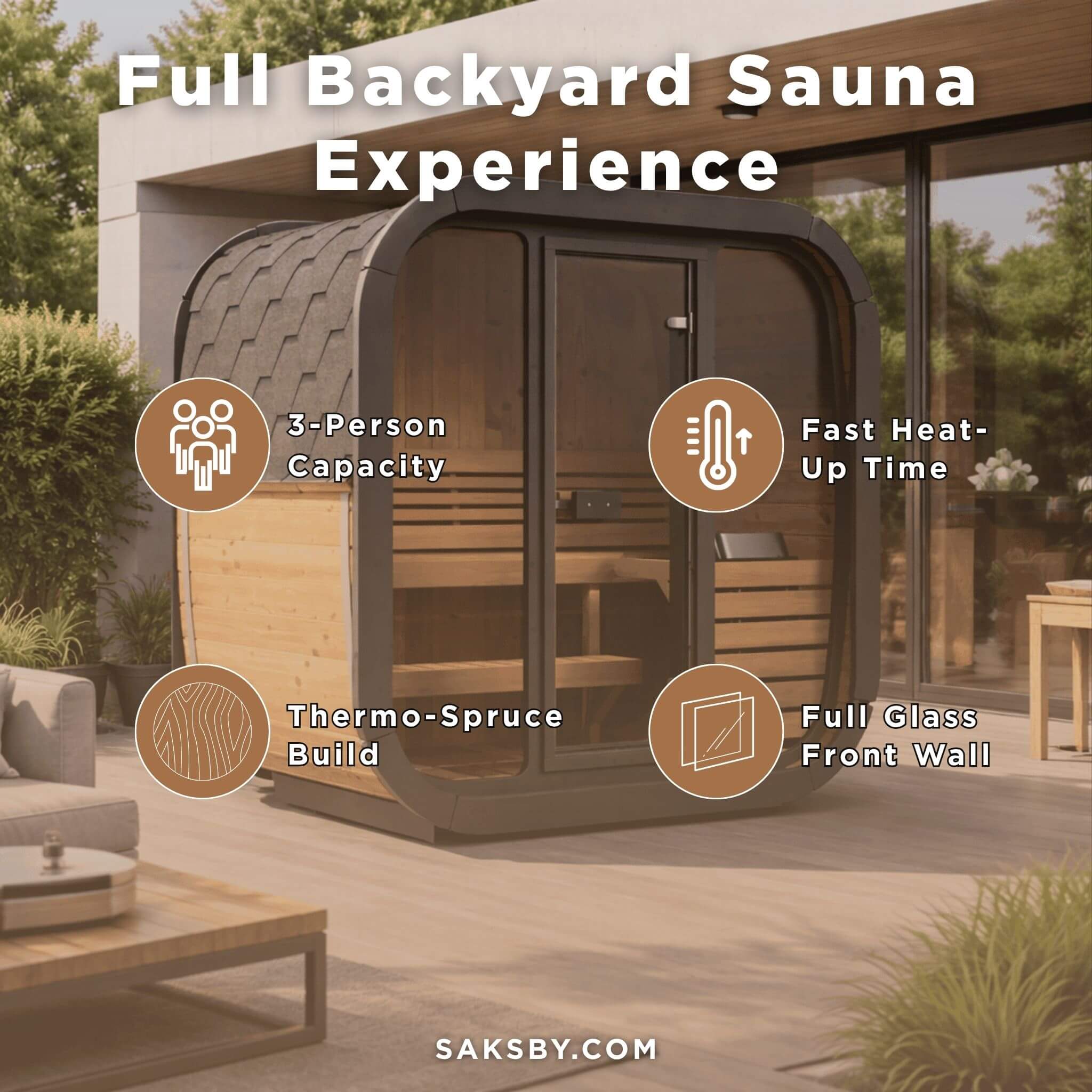 SaunaLife Model CL4G 3-Person Cube-Series Luxury Wooden Outdoor Home Sauna Kit [SL-MODELCL4G] (SAK92610)