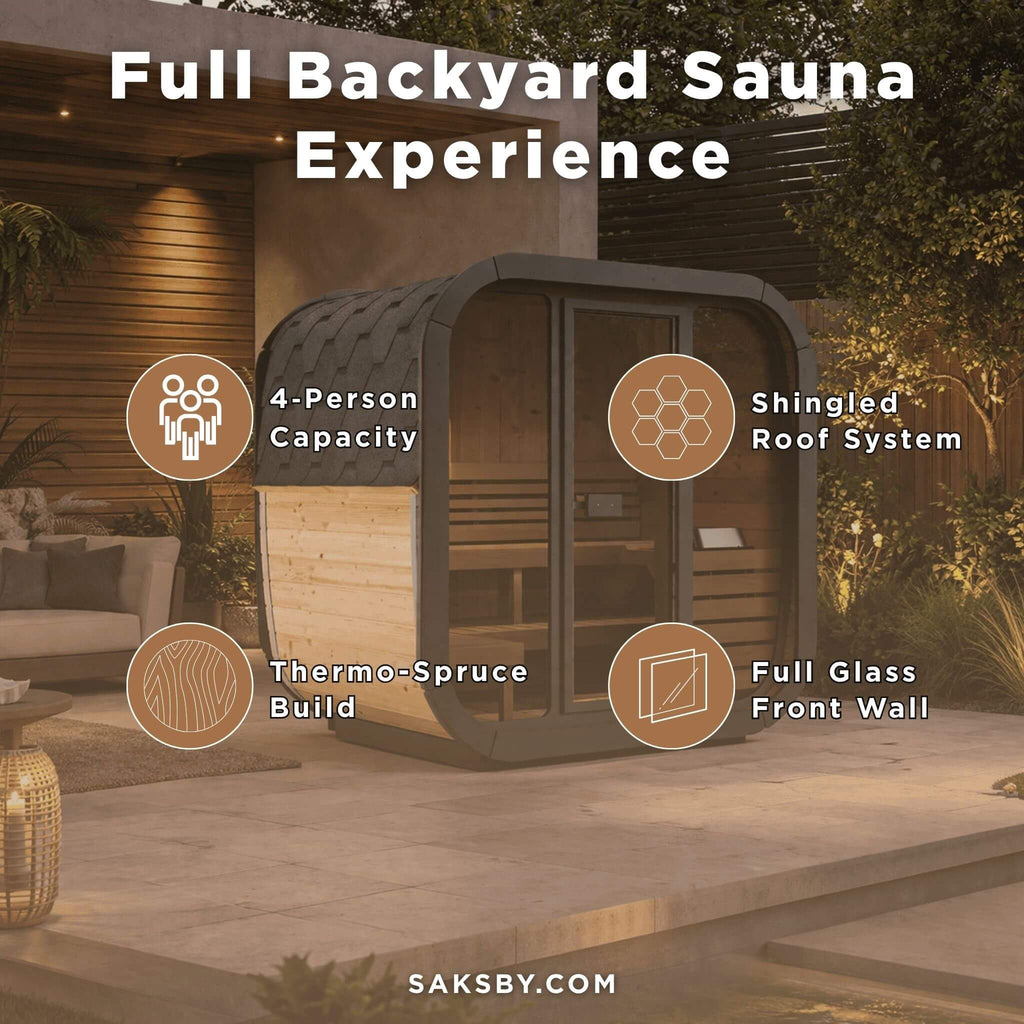 SaunaLife Model CL5G 4-Person Cube-Series Luxury Wooden Outdoor Home Sauna Kit [SL-MODELCL5G] (SAK91835)