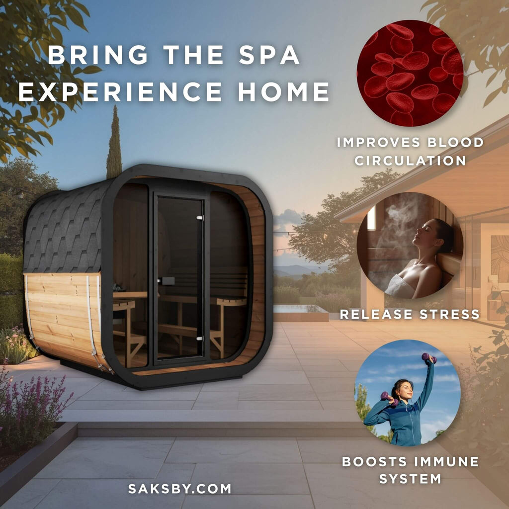 SaunaLife Model CL7G 6-Person Cube-Series Luxury Wooden Outdoor Home Sauna Kit [SL-MODELCL7G] (SAK95274)