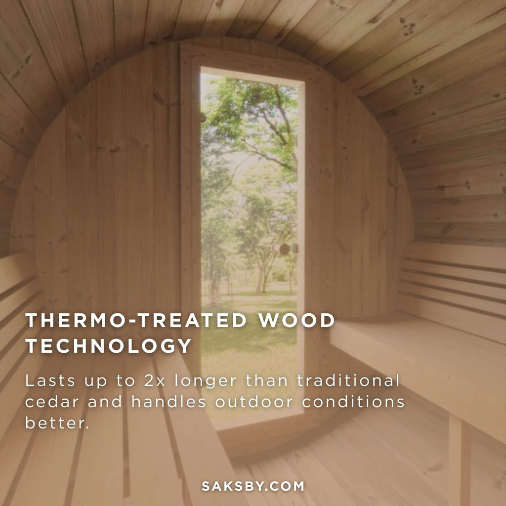 SaunaLife Model E6 Ergo Series 3-Person Thermo-Spruce Backyard Sauna Barrel [SL-MODELE6] (SAK38572)