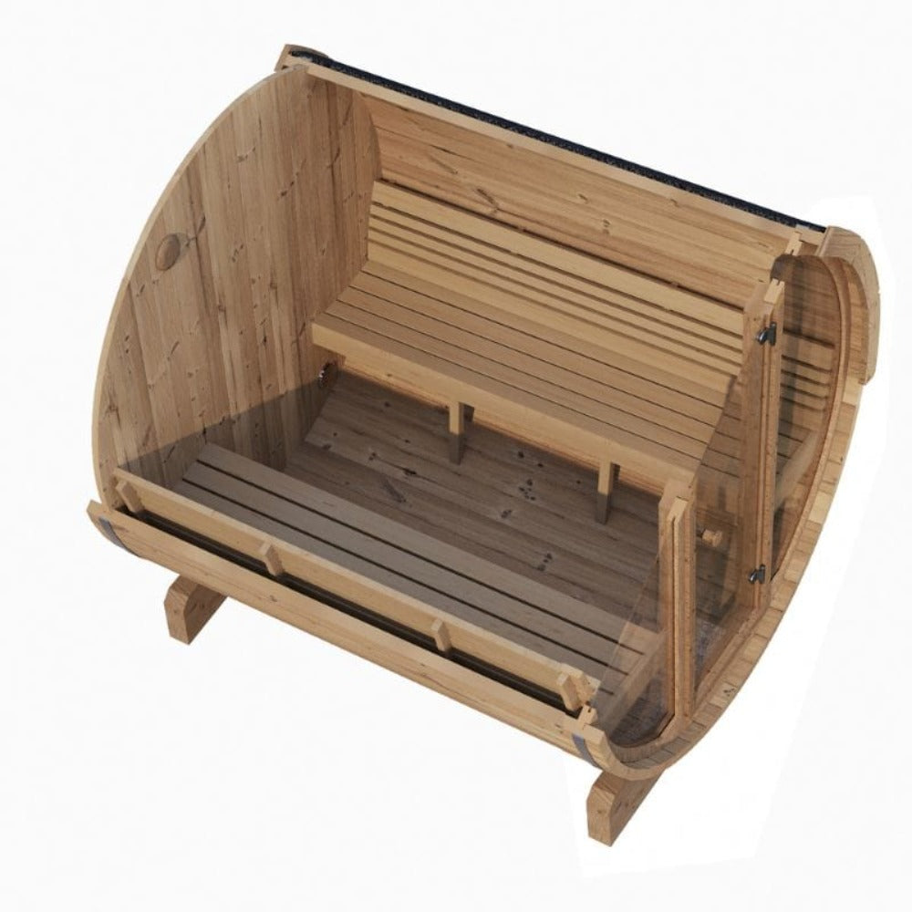 SaunaLife Model E8G Ergo Series 6-Person Outdoor Sauna Barrel With Tempered Glass Front [SL-MODELE8G] (SAK92814)