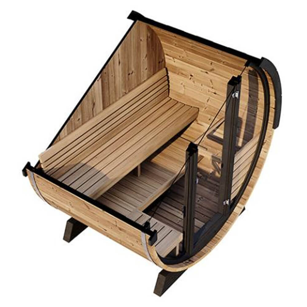 SaunaLife Model EE6G Ergo Series 4-Person Outdoor Sauna Barrel With Tempered Glass Front [SL-MODELEE6G] (SAK39412)