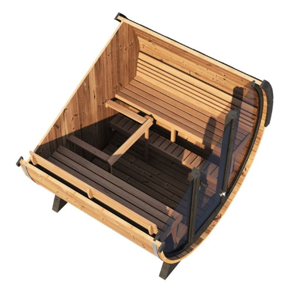 SaunaLife Model EE8G Ergo Series 6-Person Outdoor Sauna Barrel With Tempered Glass Front [SL-MODELEE8G] (SAK95812)