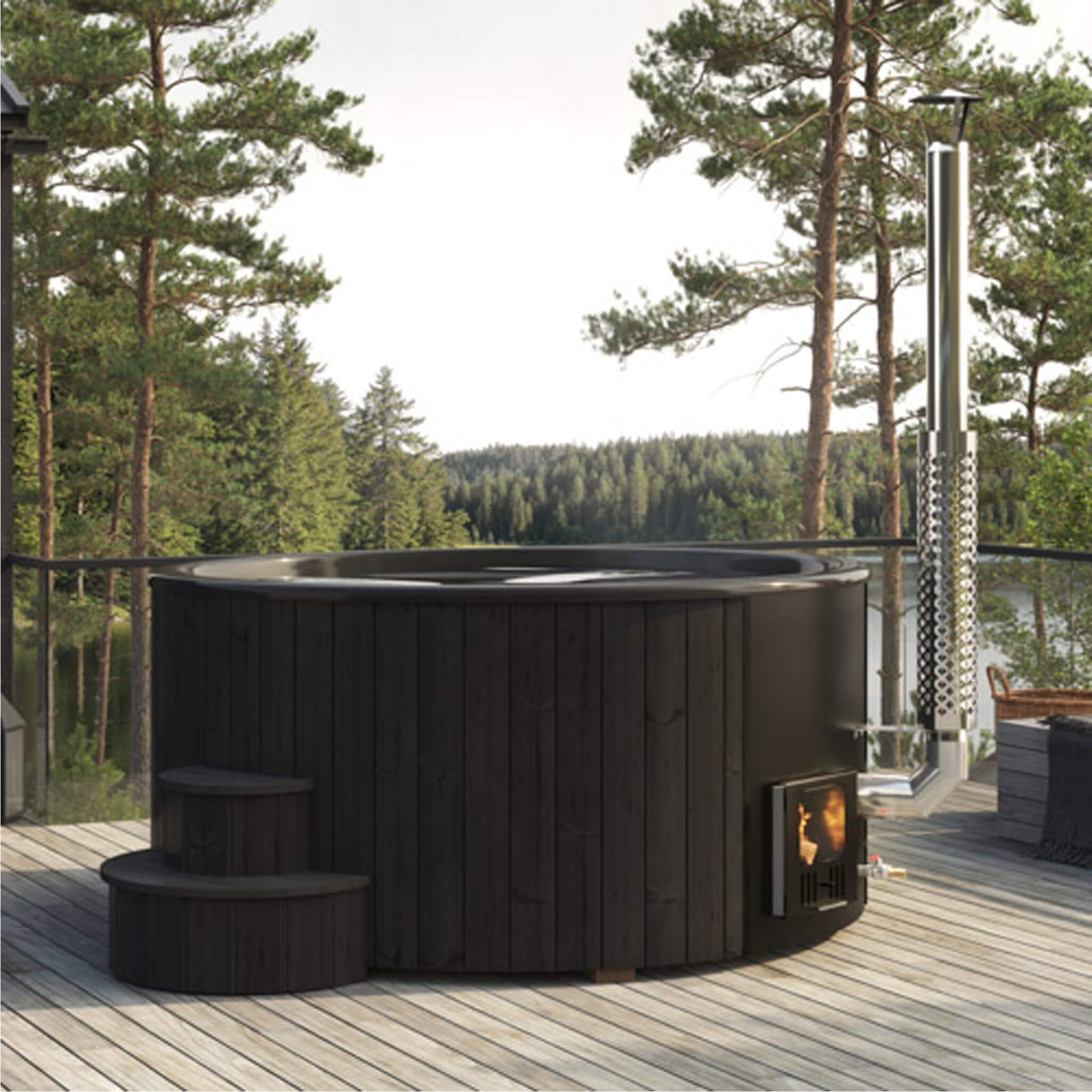 SaunaLife Model S6B 7-Person Soak-Series Home Wood-Burning Hot Tub [SL-MODELS6B] (SAK13679)