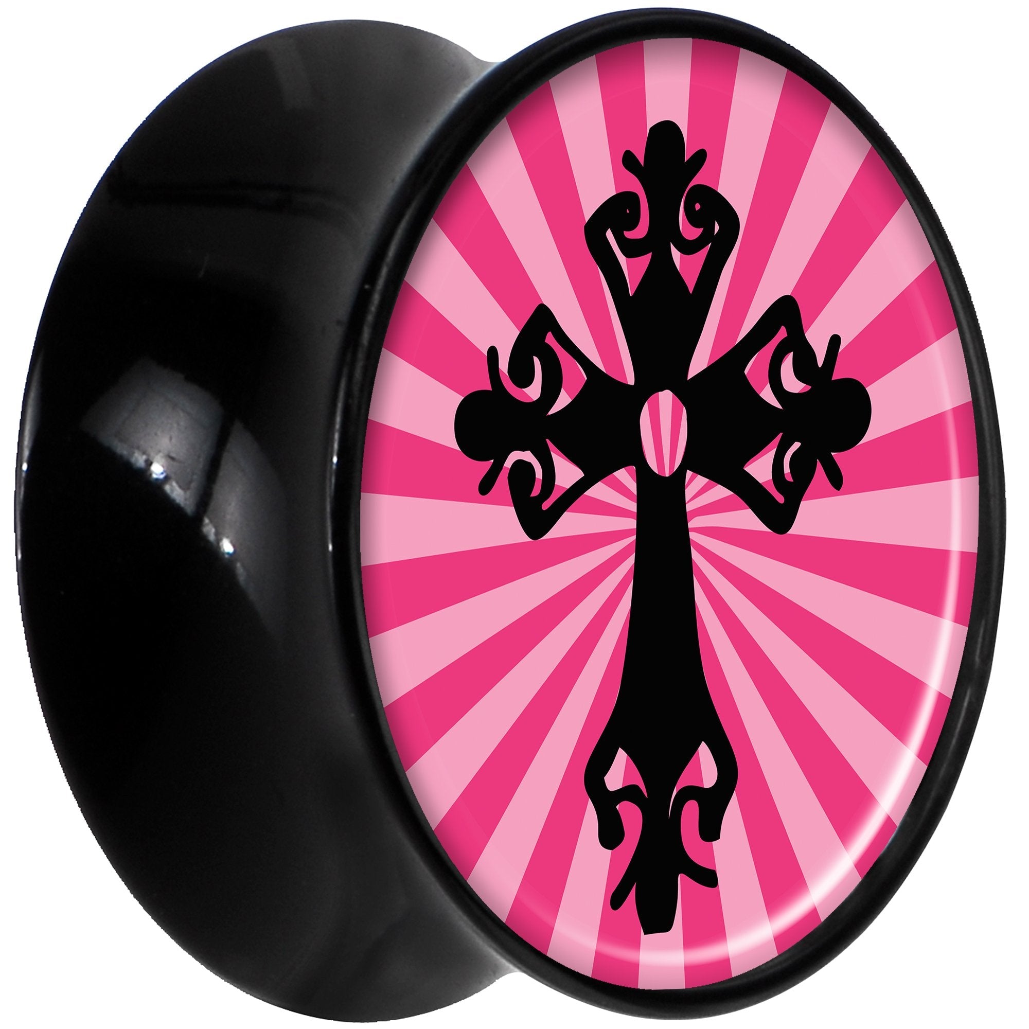 Black Acrylic Pink Black Radiant Cross Saddle Plug Set 18mm