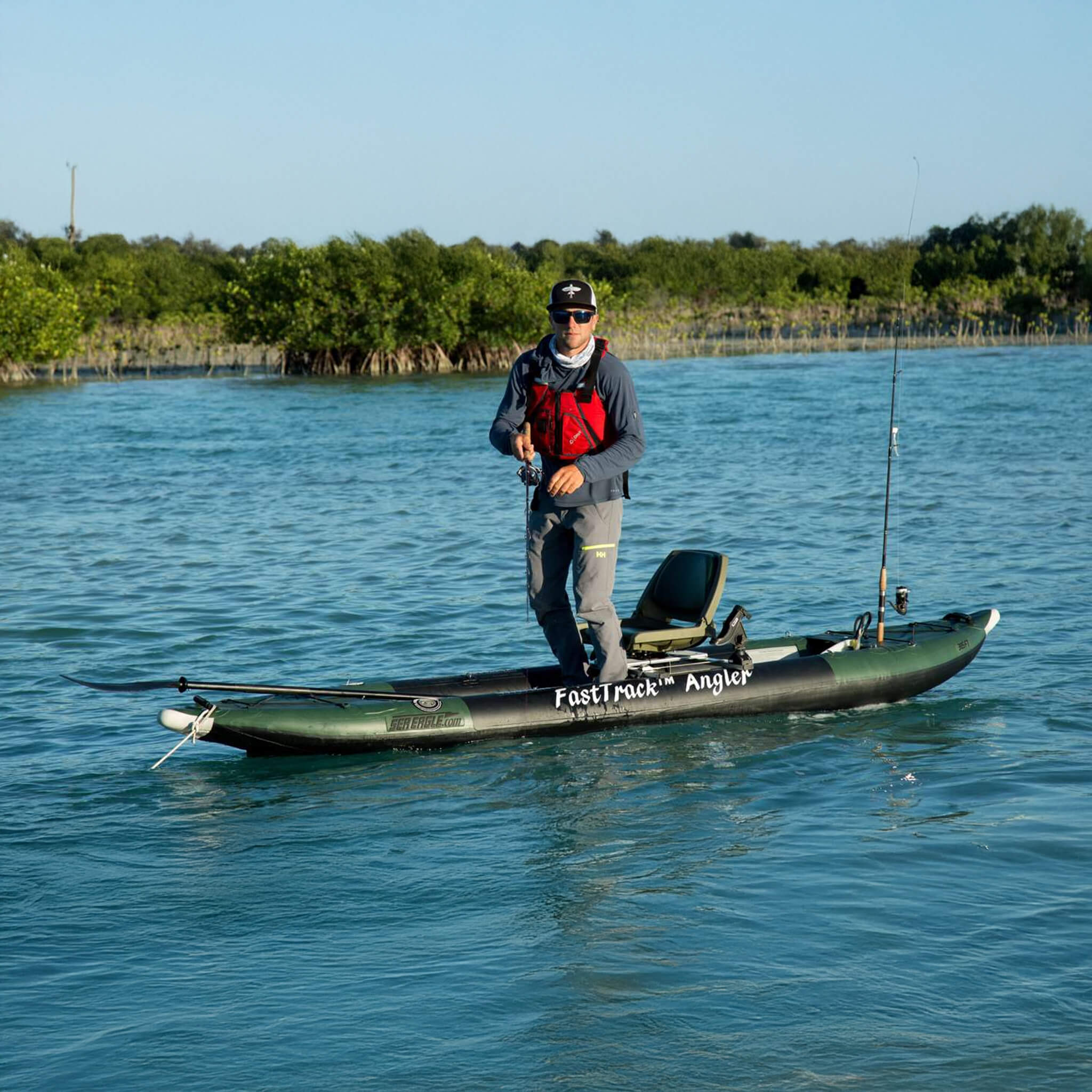 Sea Eagle 385FTA FastTrack 12FT 2- Persons Angler Inflatable Hunter Green Fishing Kayak [385FTAK] (SAK80139)