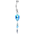 Blue Gem Duo Dangle Belly Ring Created with Crystals