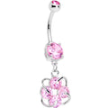 Pink Gem Noble Knot Dangle Belly Ring