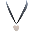 Three-Strand Grey Suede Necklace With Heart Pendant