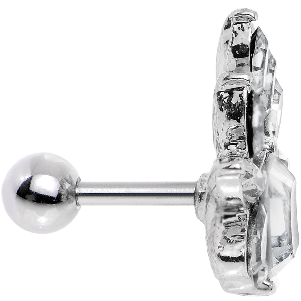 16G 1/4 Clear Gem Flower Tiara Amulet Cartilage Tragus Earring