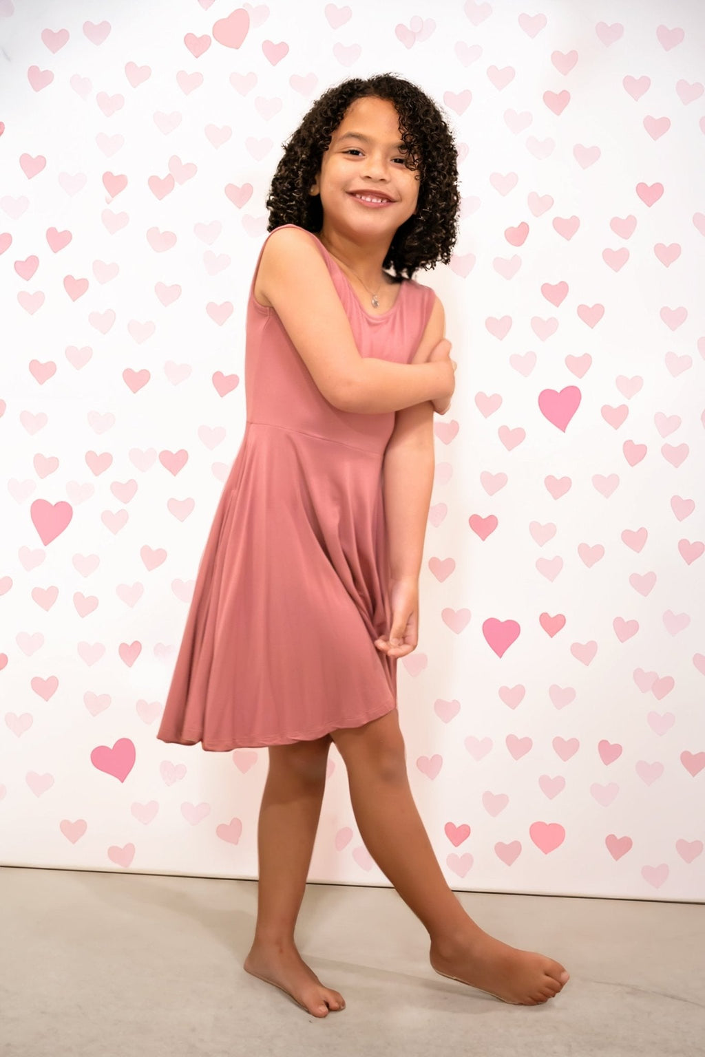 Sleeveless Twirl Dress in Romantic Rose