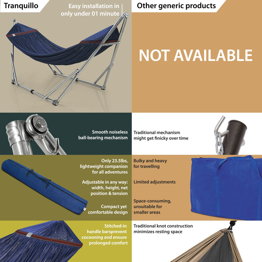Tranquillo Original Stainless Steel Hammock Stand for Ultimate Relaxation