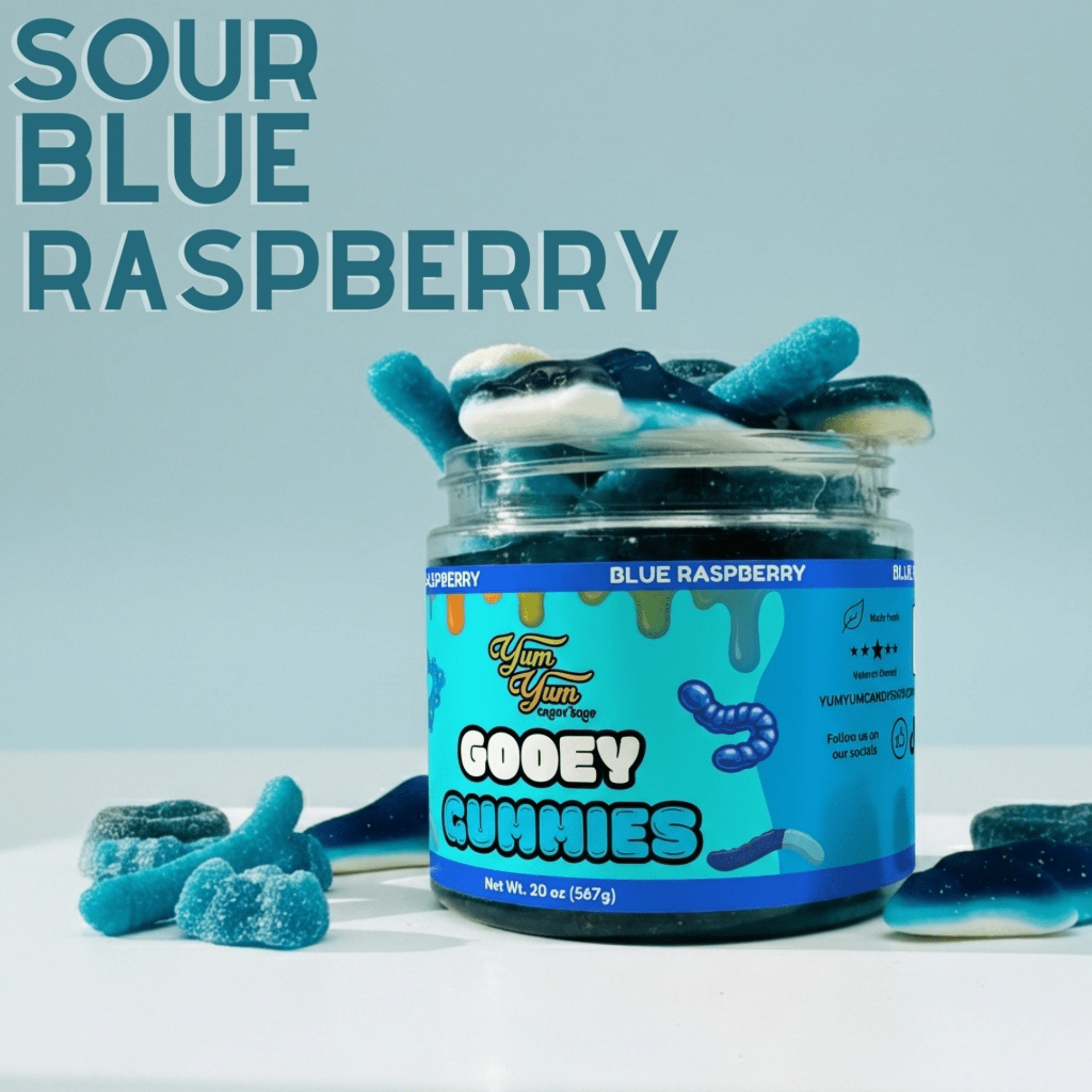 Sour Gooey Gummies – Blue Raspberry, Wild Cherry & Green Apple Candy | Yum Yum Candy Shop