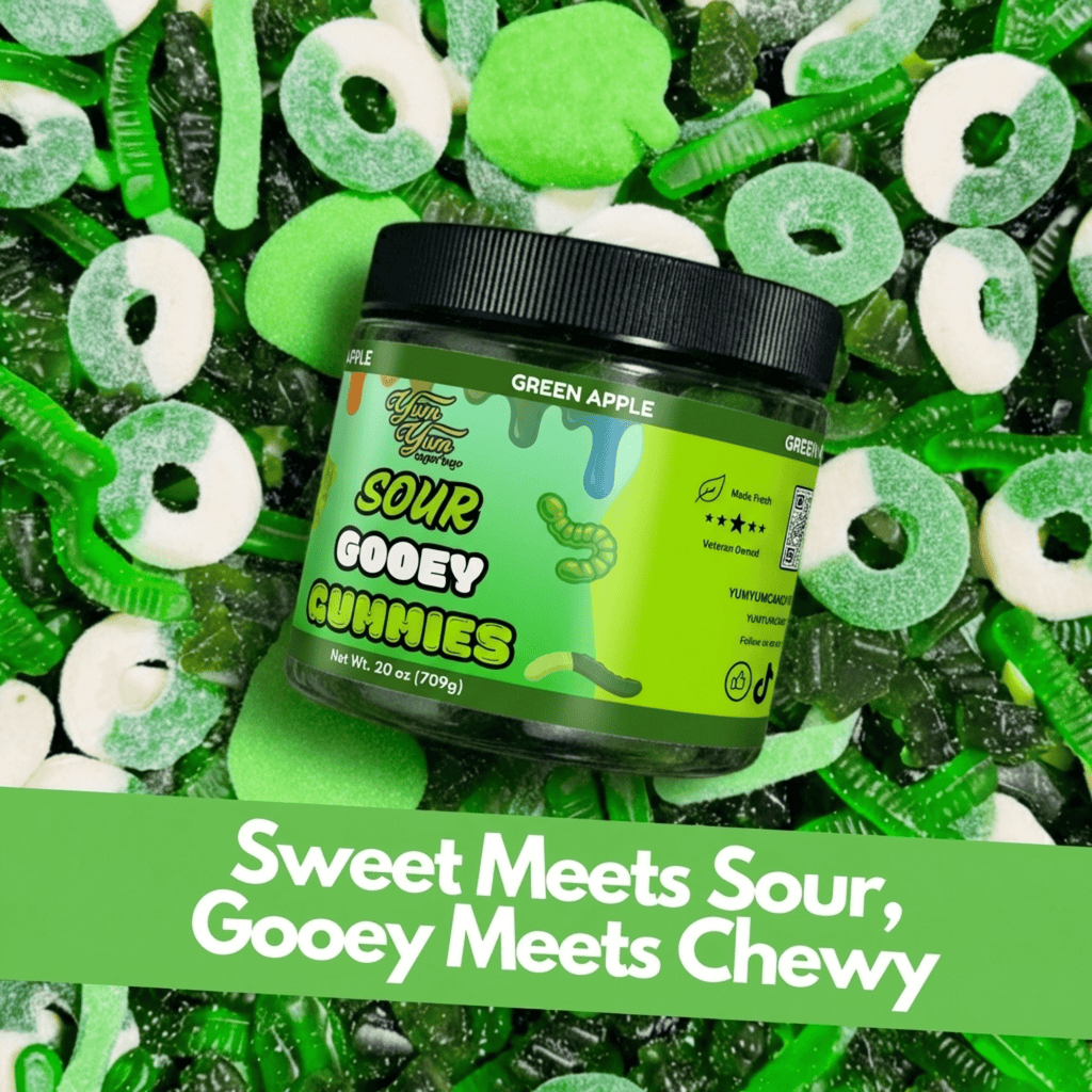 Sour Gooey Gummies – Blue Raspberry, Wild Cherry & Green Apple Candy | Yum Yum Candy Shop