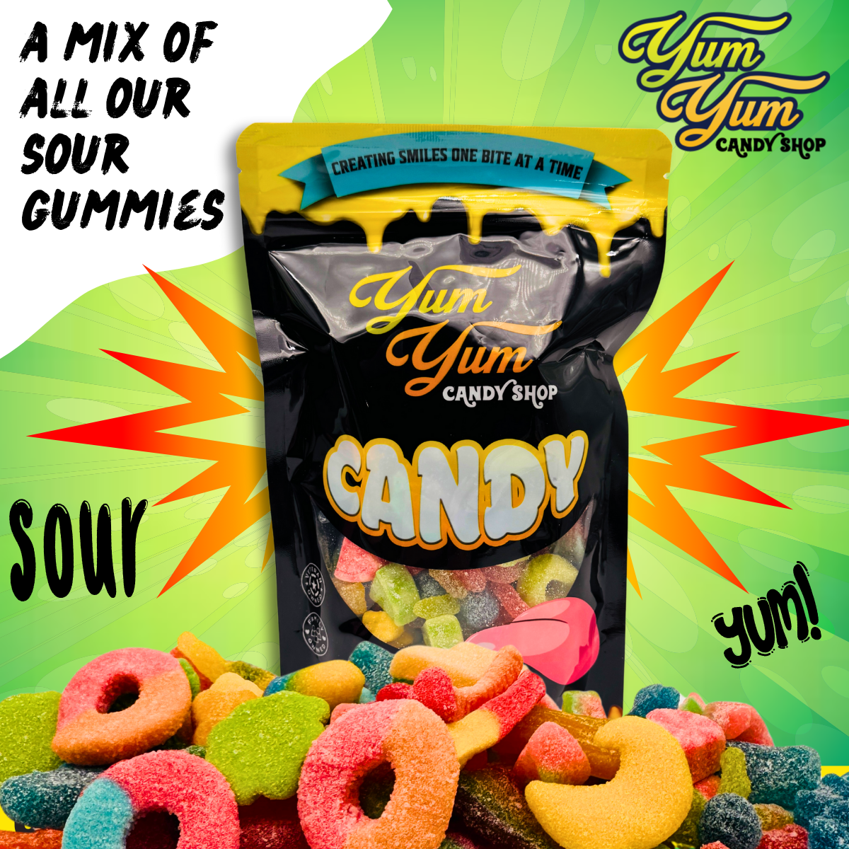 Ultimate Sour Only Pick N Mix Gummy Candy – Chewy Variety Mix of Gummies | Yum Yum Candy Shop