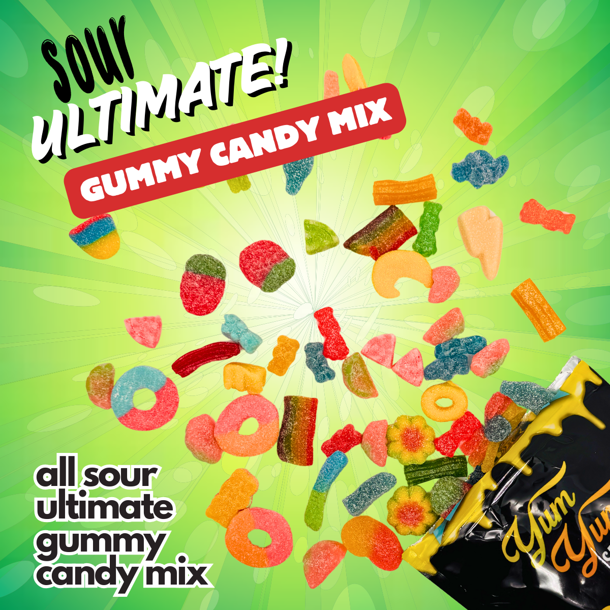 Ultimate Sour Only Pick N Mix Gummy Candy – Chewy Variety Mix of Gummies | Yum Yum Candy Shop
