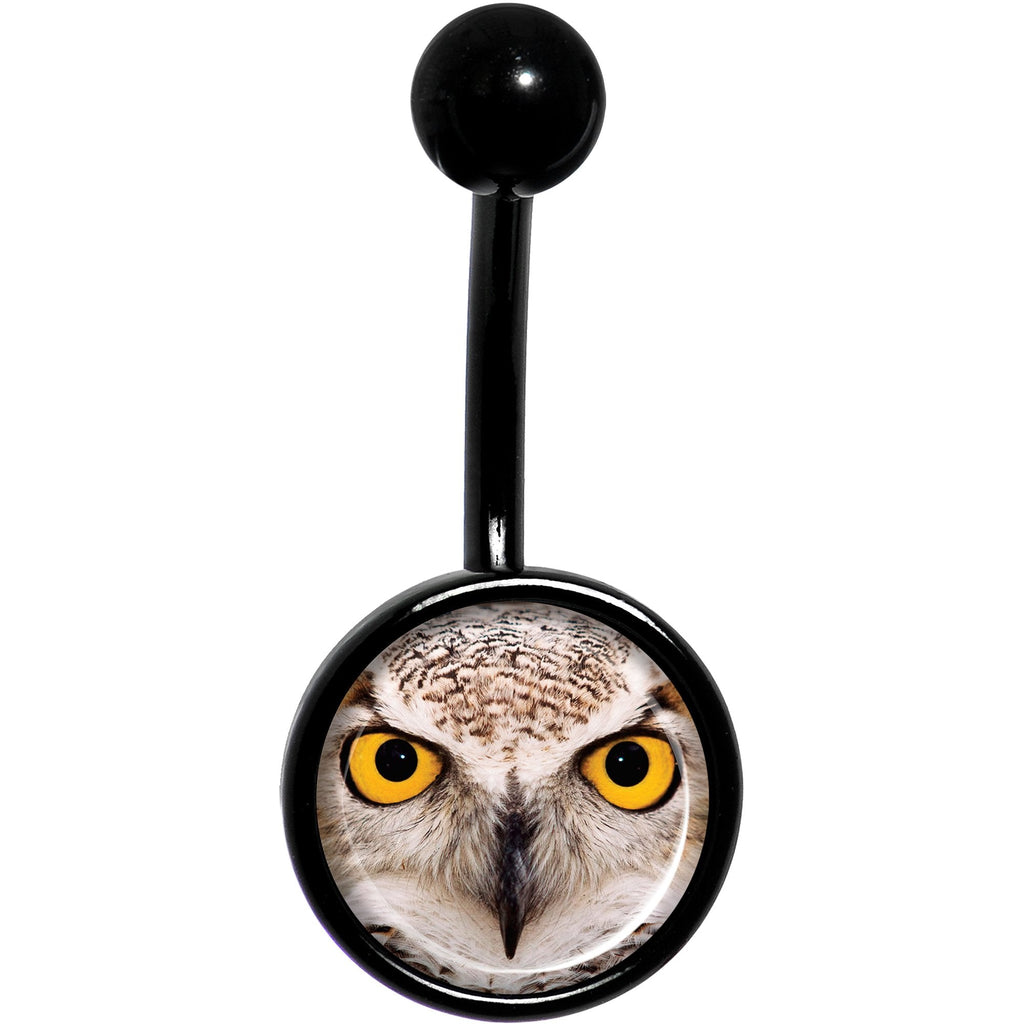 Full Color Owl Black Belly Ring