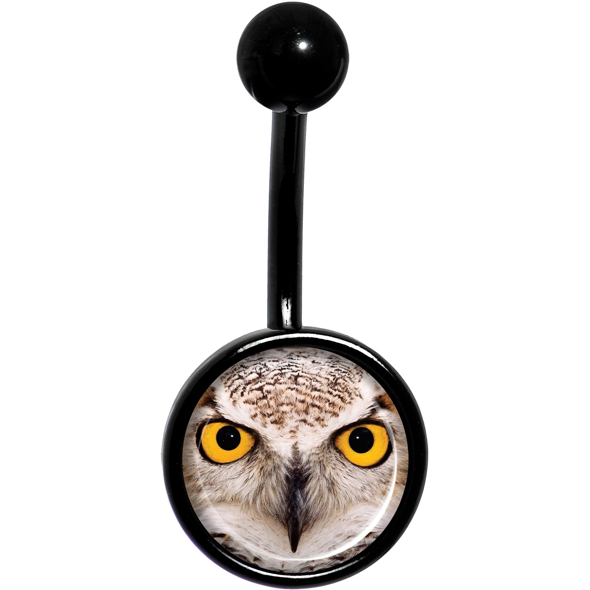 Full Color Owl Black Belly Ring