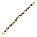 Mens Stainless Steel Gold IP with Clear CZ Gem ID Link Bracelet