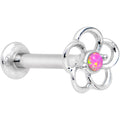 5/16 Pink Faux Opal Internally Threaded Hollow Flower Labret Monroe