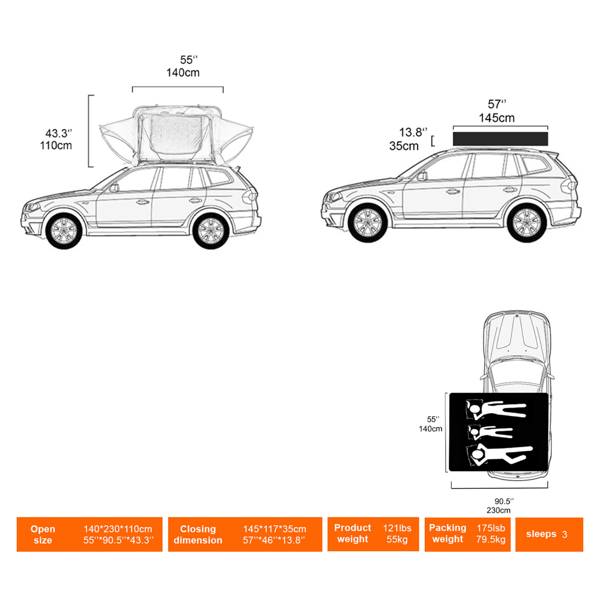 Naturnest Andromeda Green Soft-Shell Rooftop Tent With Large Panoramic Skylight & YKK Doors (SAK50612)
