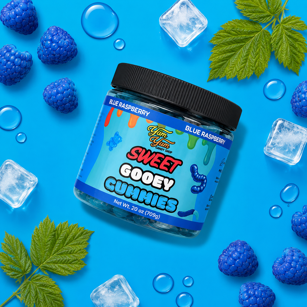 Sour Gooey Gummies – Blue Raspberry, Wild Cherry & Green Apple Candy | Yum Yum Candy Shop