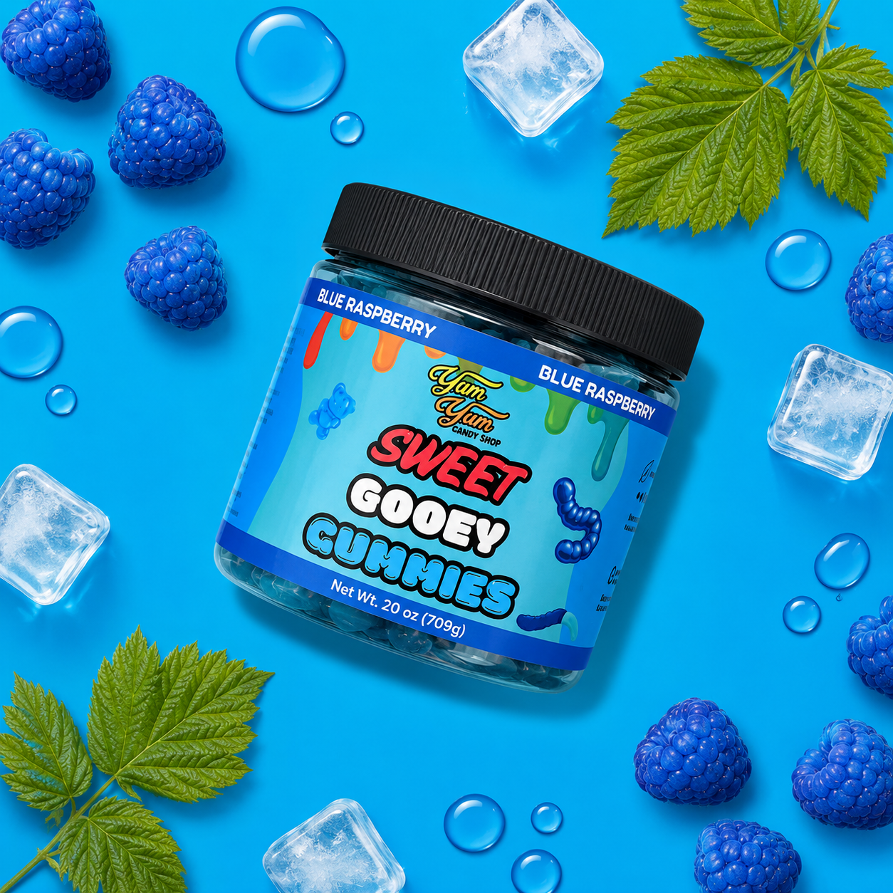 Sour Gooey Gummies – Blue Raspberry, Wild Cherry & Green Apple Candy | Yum Yum Candy Shop