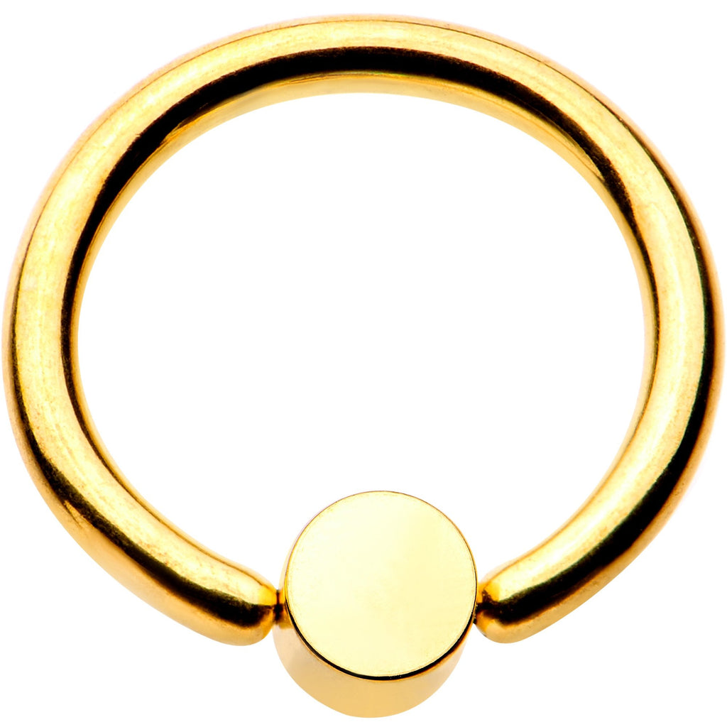 16G 5/16 Aqua Faux Opal 3mm Disc Gold IP BCR Captive Ring
