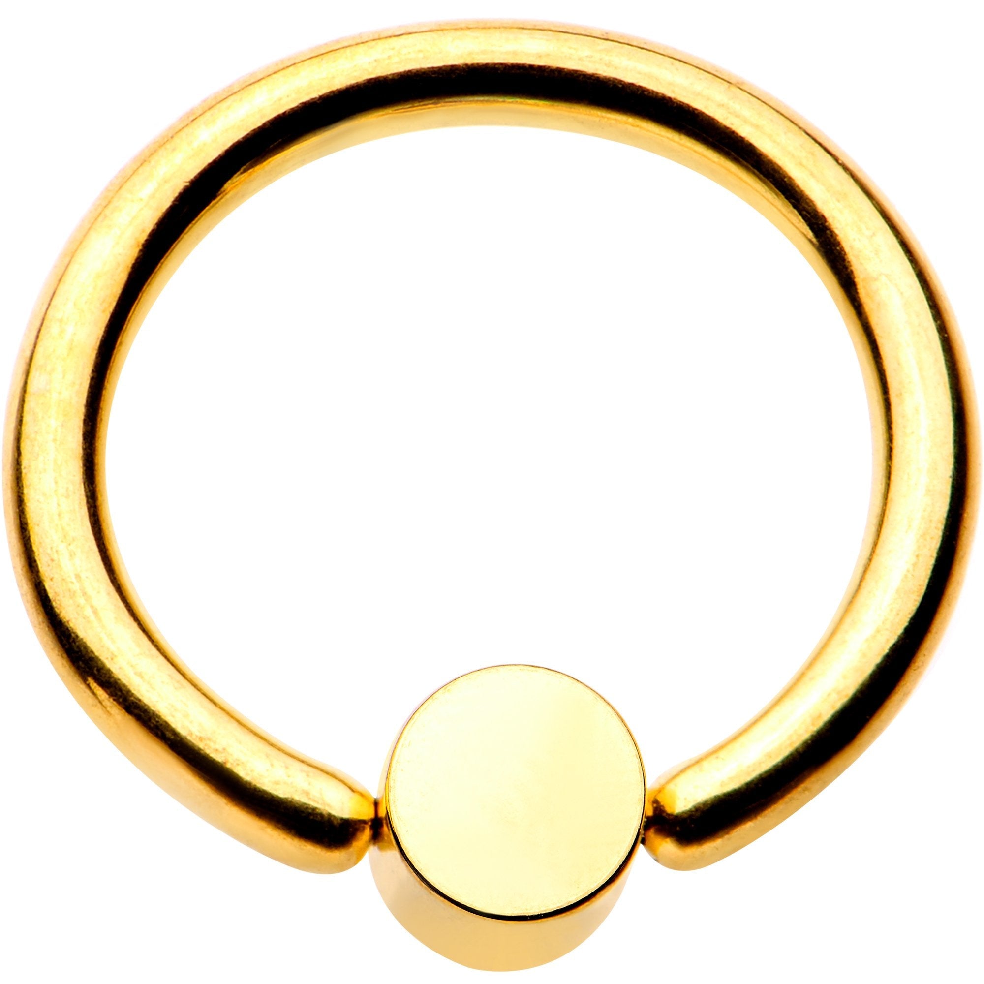 16G 5/16 Aqua Faux Opal 3mm Disc Gold IP BCR Captive Ring