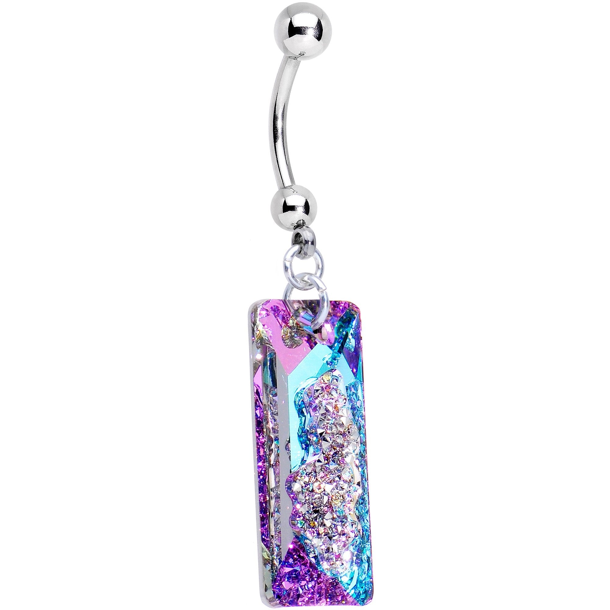 Vitrail Druzy Belly Ring Created with Crystals