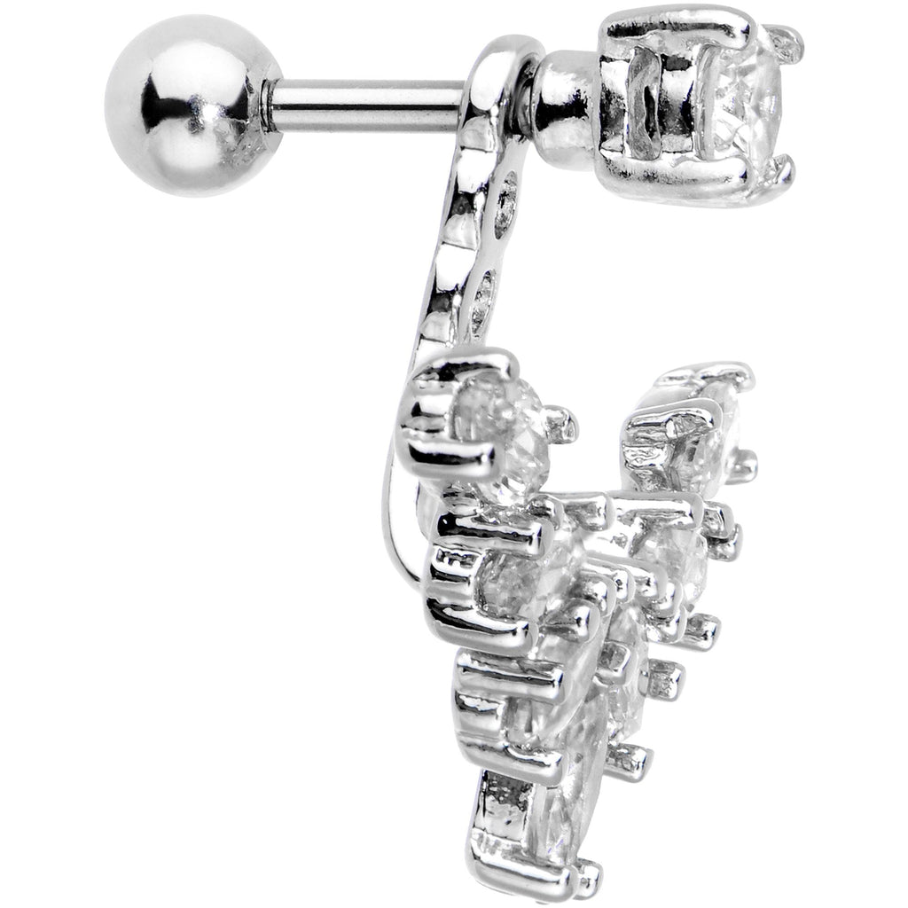 1/4 Clear Gem Darling Fan Dangle Cartilage Tragus Piercing