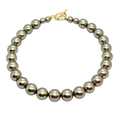Taupe Bubble Pearl Necklace With Matte Gold Toggle