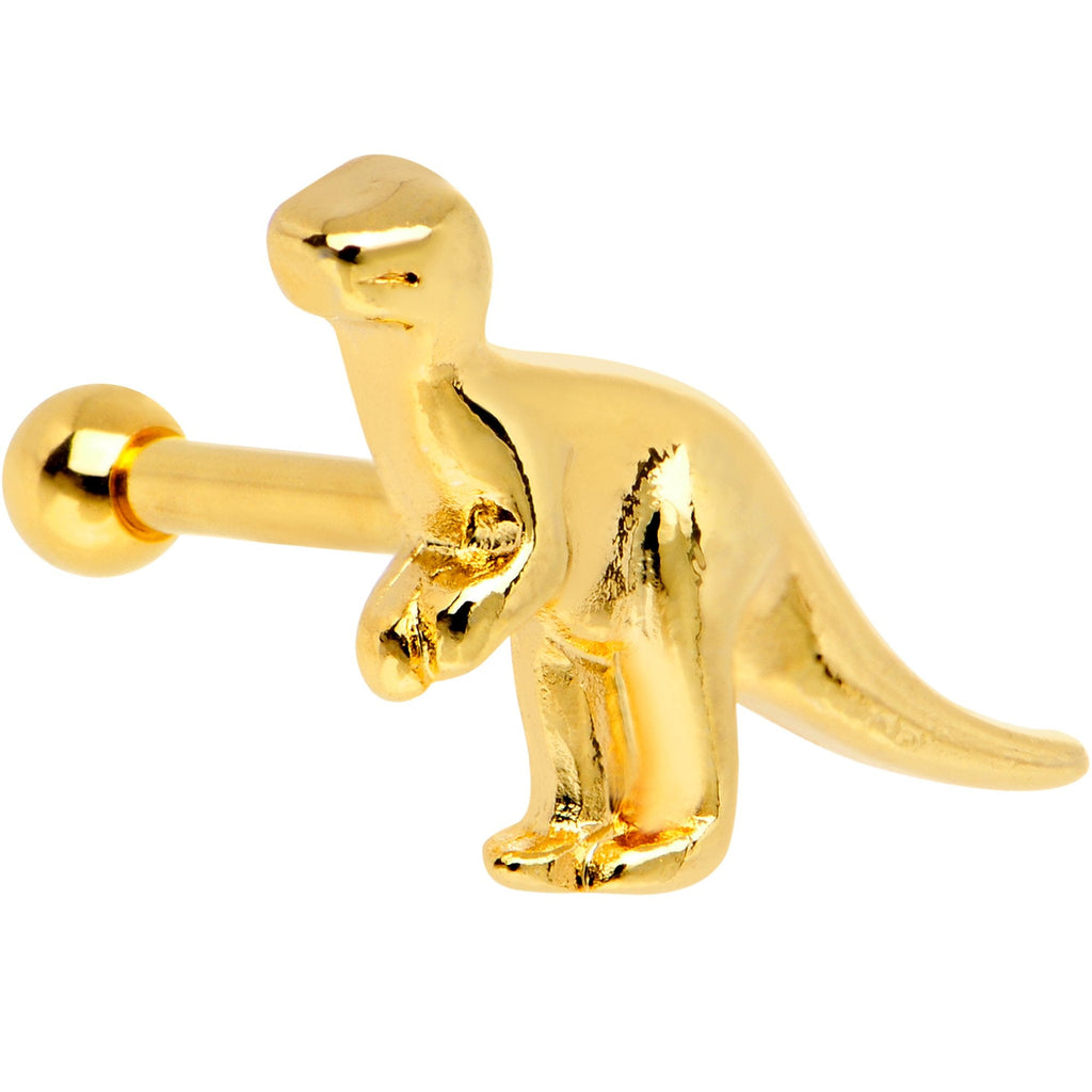 16G 1/4 Gold PVD Dangerous Dinosaur Tragus Cartilage Earring