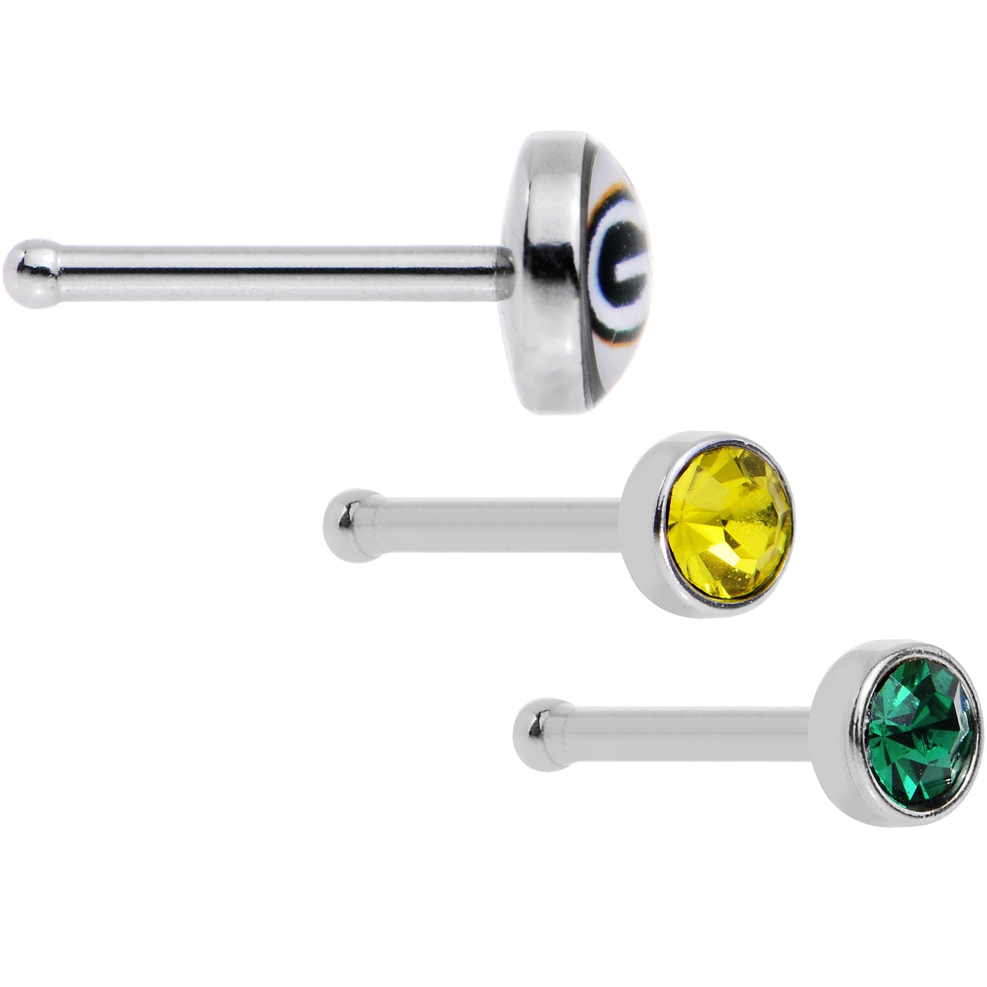20G Licensed NFL Green Bay Packers Logo Nose Bone 3 Pack