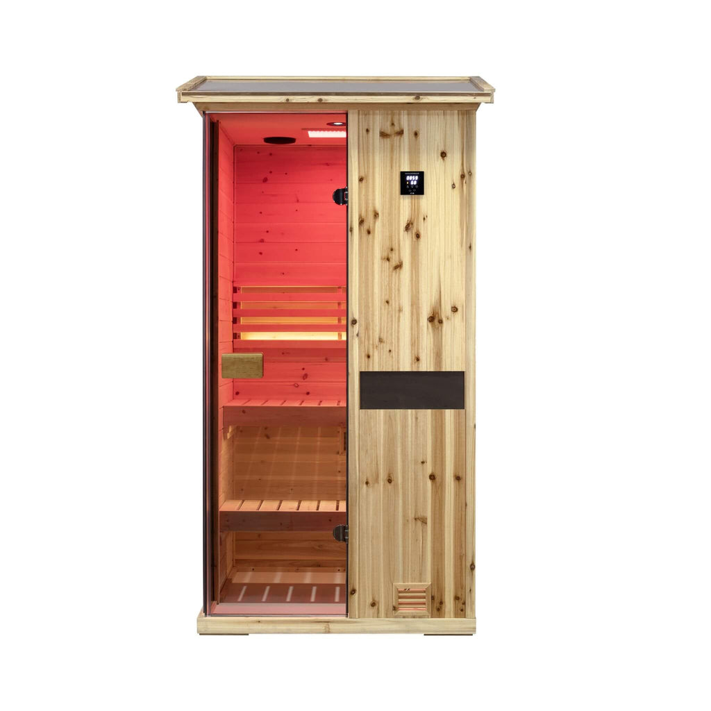 Thermora Nova 1-Person Outdoor Weather-Resistant Traditional Wooden Steam Sauna Room (SAK71642)