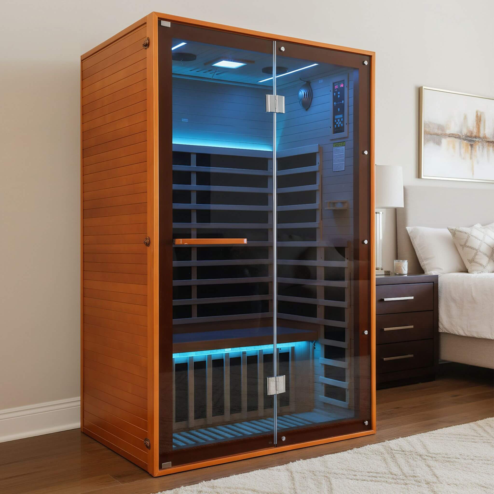 Thermora Fontaine 2-Person Luxury Canadian Hemlock Infrared Sauna With Glass Front (SAK97216)