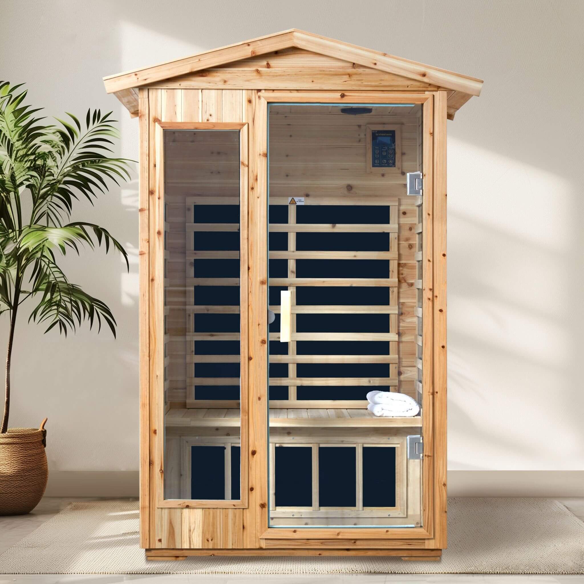 Thermora Vexa 2-Person Outdoor Infrared Sauna With Bluetooth Audio And LED Lighting (SAK28694)