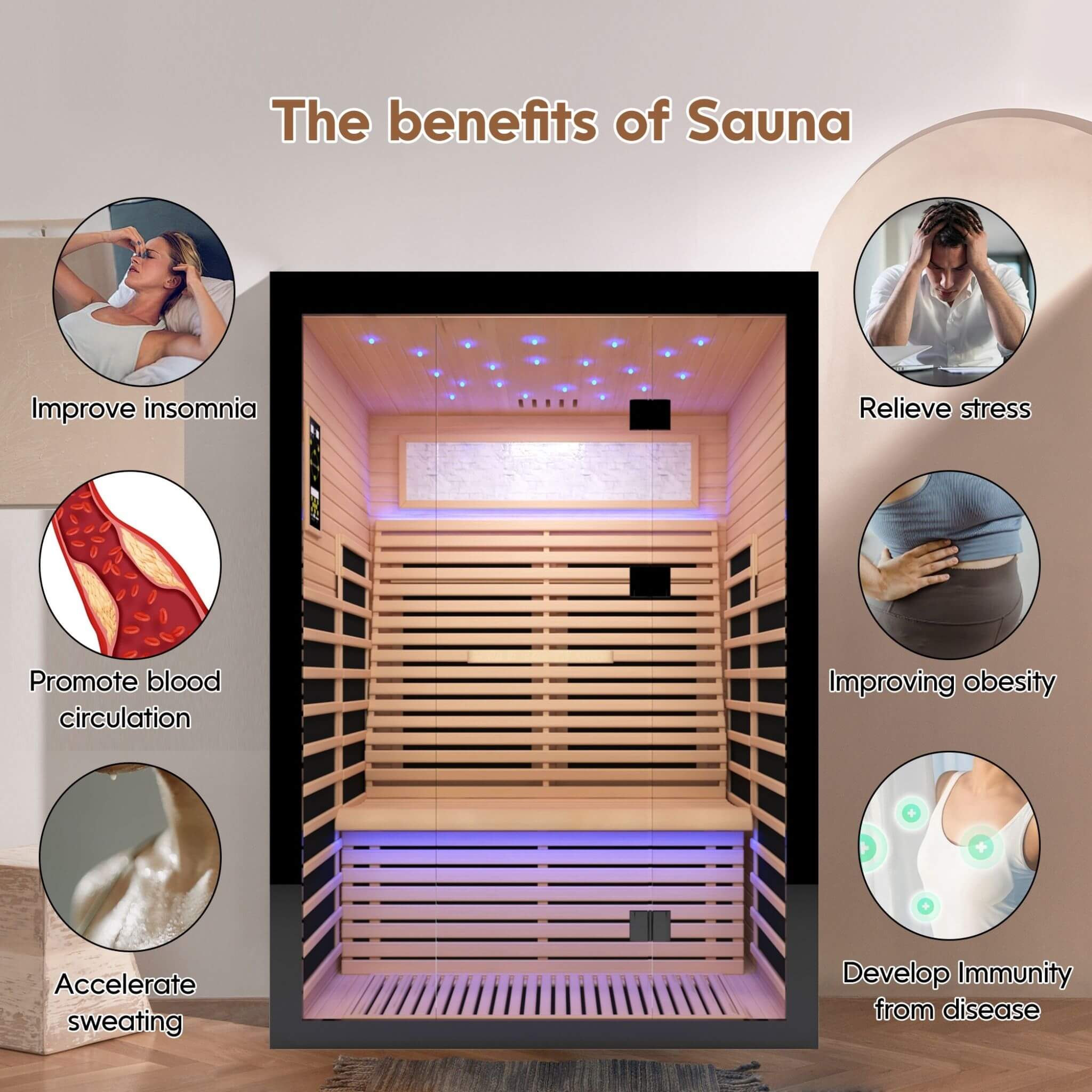 Thermora Vapor Luxury 2-Person Canadian Hemlock Wood Far Infrared Home Sauna (SAK56874)