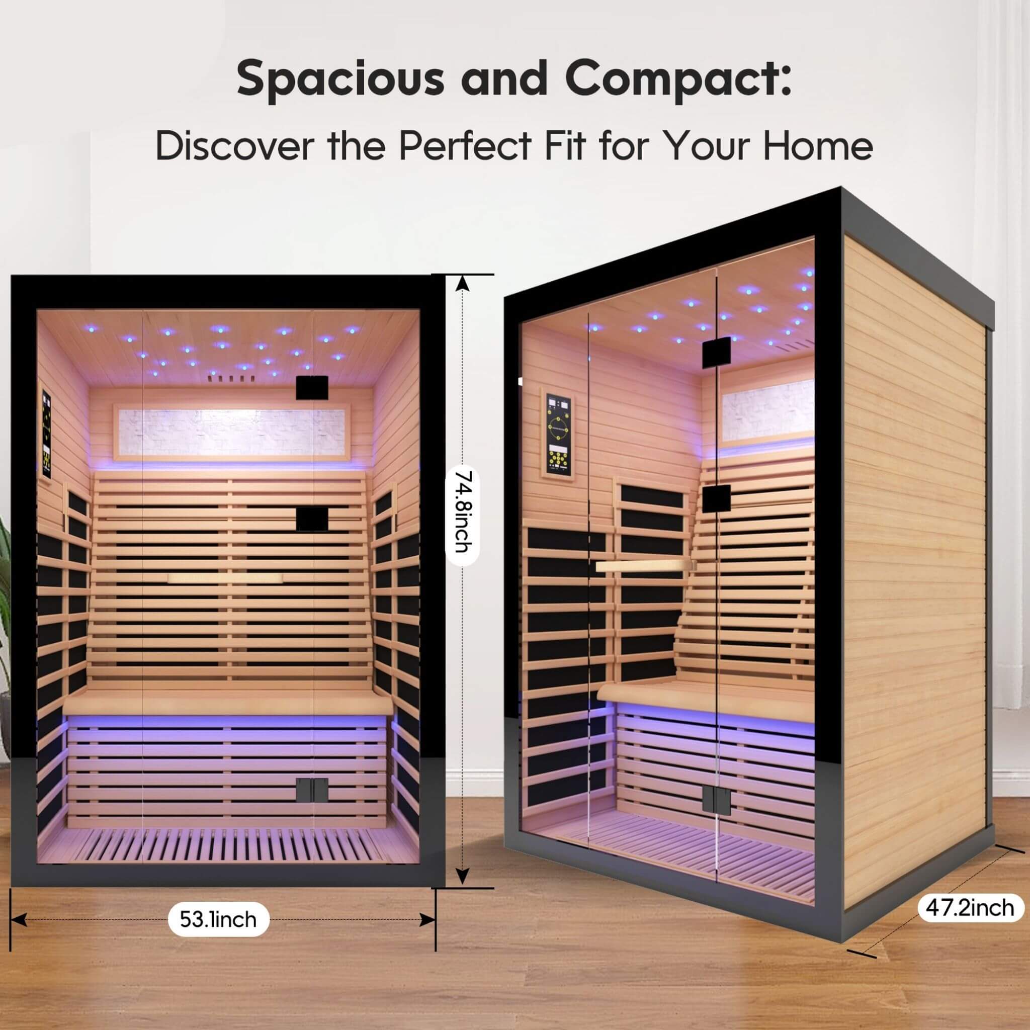 Thermora Vapor Luxury 2-Person Canadian Hemlock Wood Far Infrared Home Sauna (SAK56874)