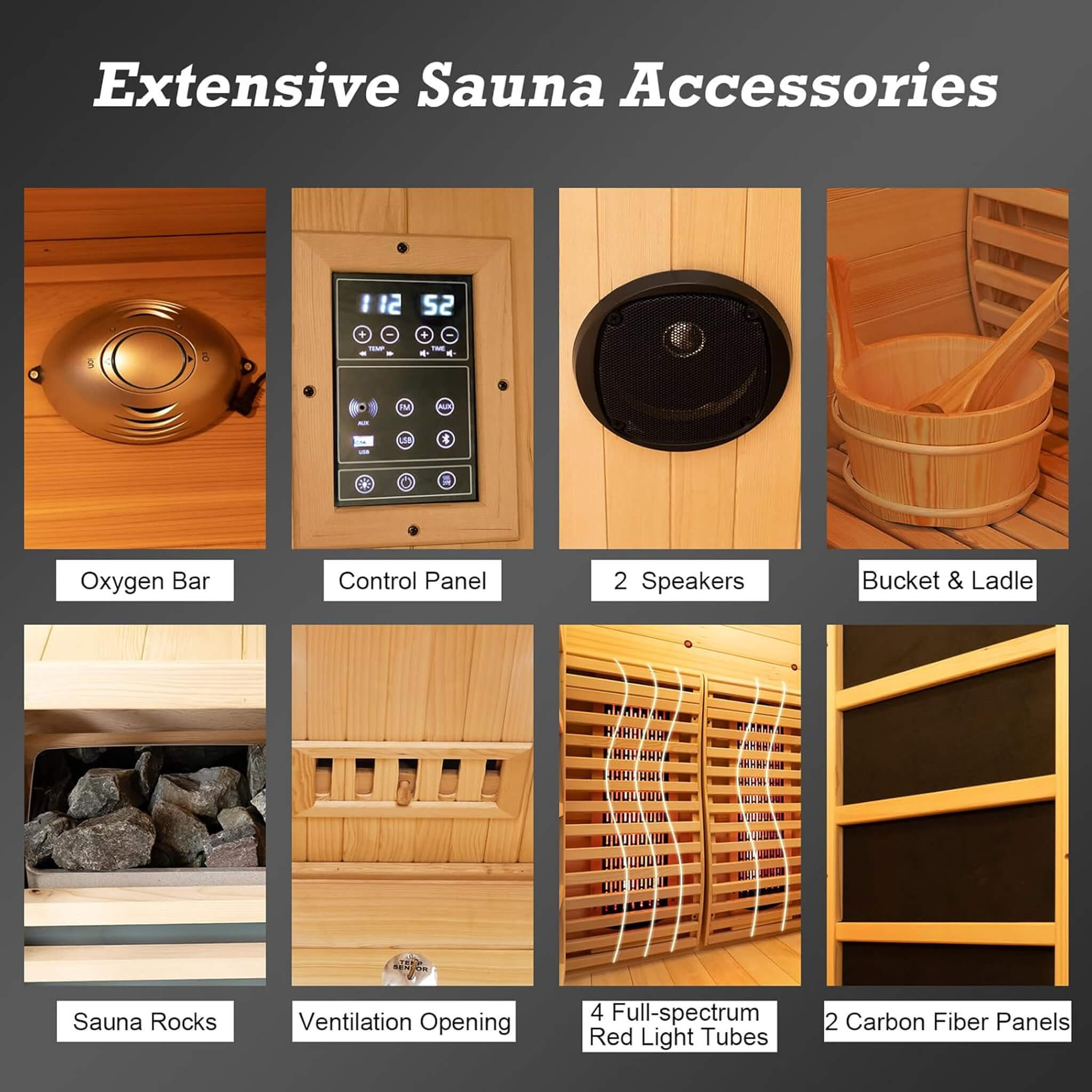 Rövia Luma 2-Person Indoor Hybrid Sauna Room With Infrared And 3.5KW Steam Heater [Made-To-Order] (SAK83750)