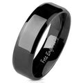 Personalized Women's Promise Ring - Black Beveled Flat Band Stainless Steel