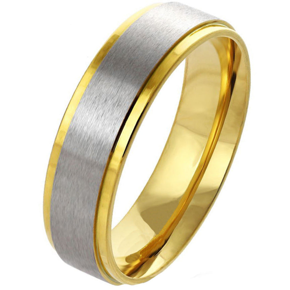 Personalized Women's Promise Ring - 14k Gold and Brushed Stainless Steel