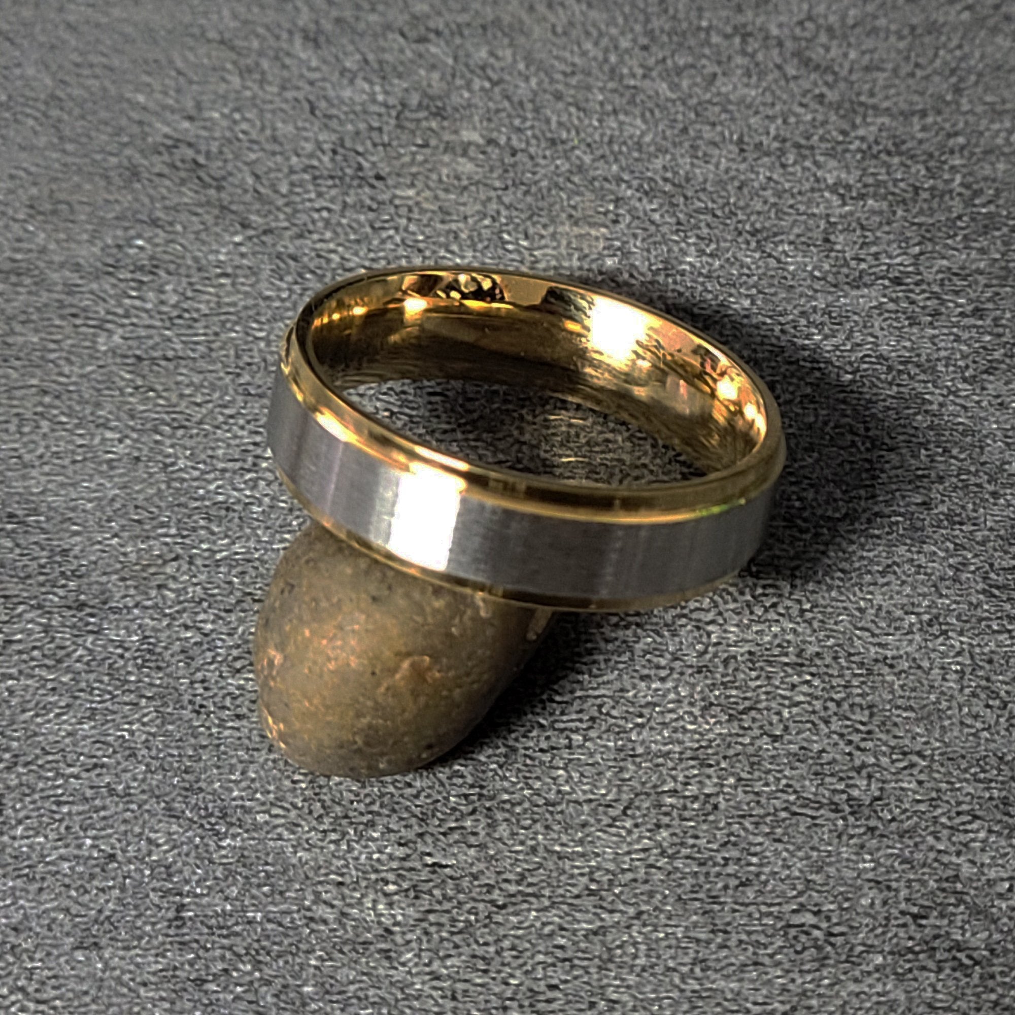 Personalized Women's Promise Ring - 14k Gold and Brushed Stainless Steel