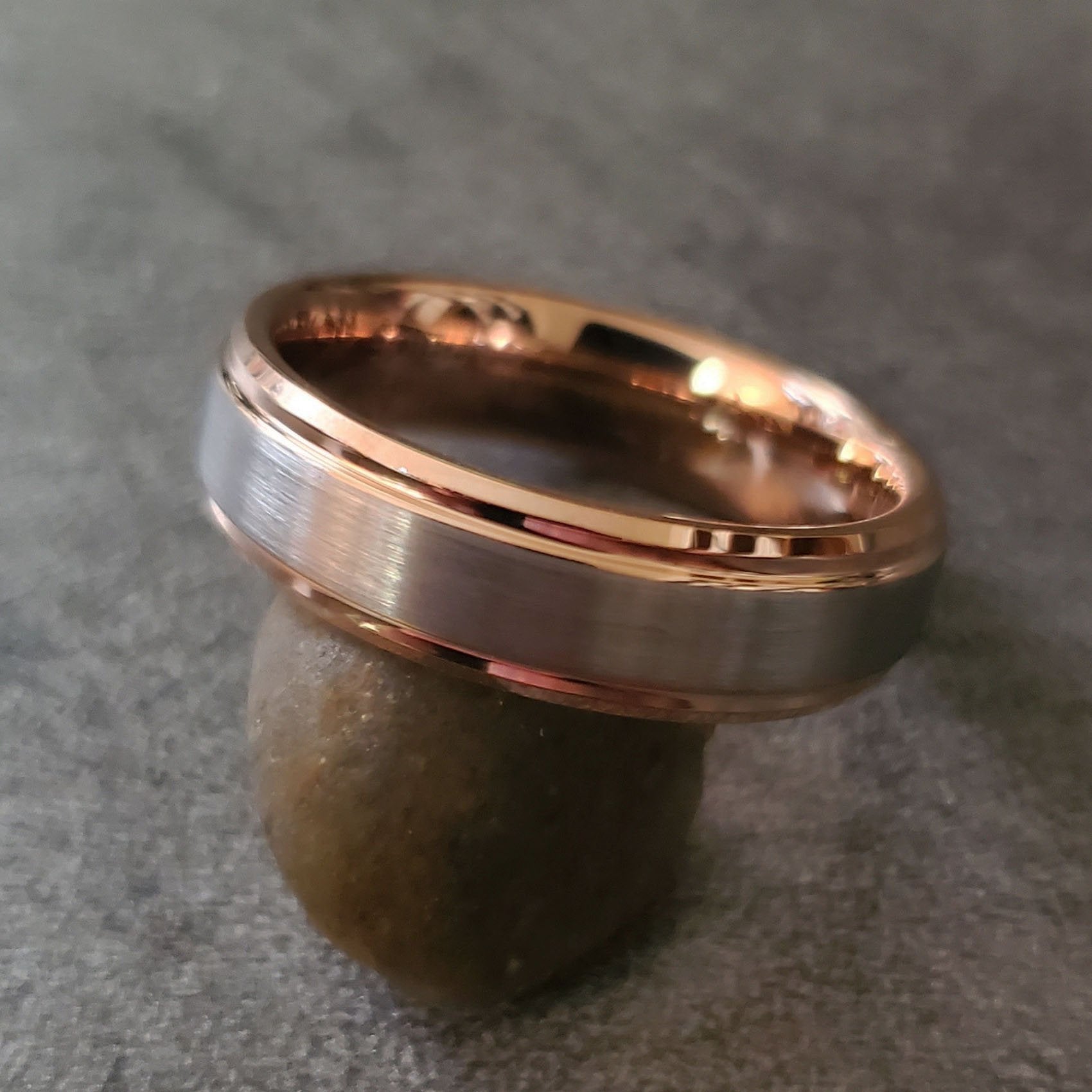 Personalized Women's Tungsten Promise Ring Band - Brushed 14k Rose Gold