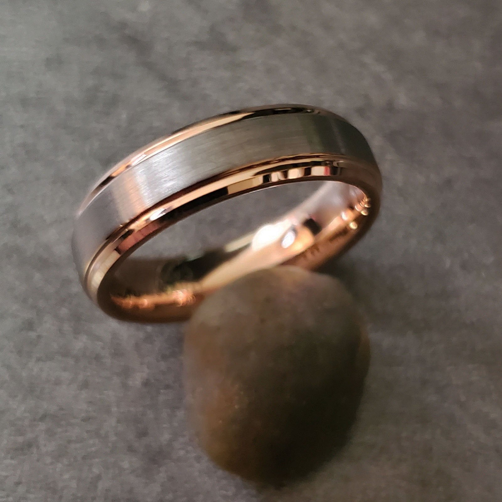 Personalized Women's Tungsten Promise Ring Band - Brushed 14k Rose Gold