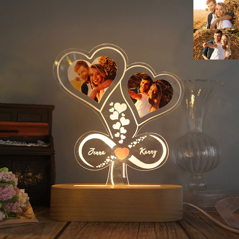 Personalized Photo Collage and Names Infinity Hearts - Couples Gift